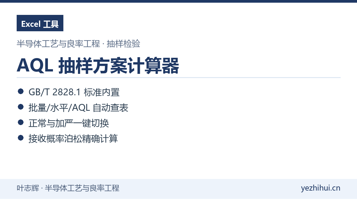 AQL抽样方案计算器Excel封面 GB/T2828.1自动查表Ac/Re