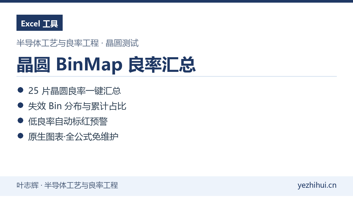 晶圆BinMap良率汇总Excel模板封面 多片一键汇总